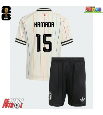 Japón Daichi Kamada #15 Segunda Equipación Niños Mundial 2026 Manga Corta (+ Pantalones cortos)